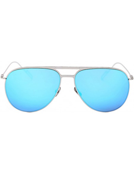 Oversized Aviator Women Men Fashion Designer Sunglasses Metal Frame Colored Lens - 86008_c6_silver_blue_mirror - CH12O5CKCDT ...