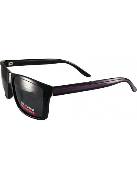 Wayfarer Riot Sunglasses Wayfarer Style Black and Purple Side Stripe Frames Smoke Lens - CJ185Q6SDHW $10.48