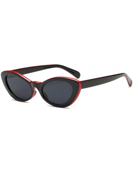 Round Fashion Oval Round Retro Sun glasses Color Plastic Lenses Sunglasses - Red Black - C918NLSCI34 $11.70