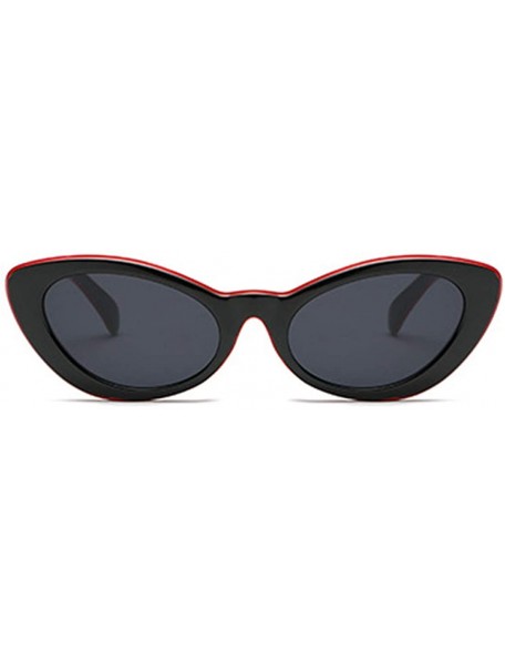 Round Fashion Oval Round Retro Sun glasses Color Plastic Lenses Sunglasses - Red Black - C918NLSCI34 $11.70