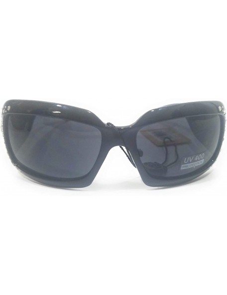 Rectangular Western Ladies Rhinestone Bling Shade Sunglasses + Case (Black cross) - CD18ZANC4U5 $18.12