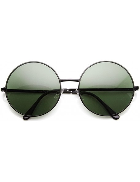 Round Super Large Oversized Metal Round Circle Sunglasses - Black Green - C511HV57NI1 $11.35