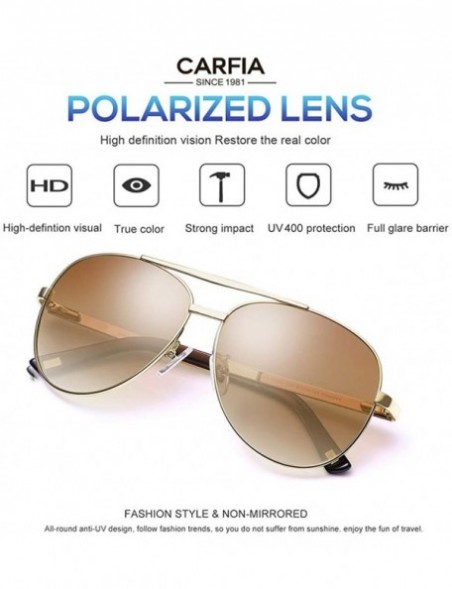 Sport Military Pilot Sunglasses for Men Polarized UV400 Protection CA3026 - Brown Gradient Lens - CQ18HWEEE7S $14.54