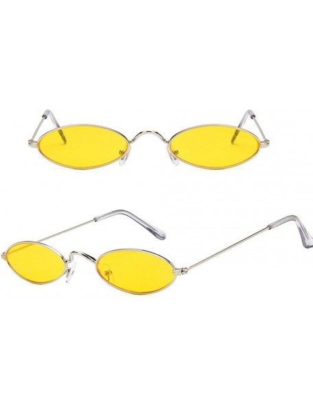 Round Sunglasses for Men Women Vintage Big Frame Ladies Shades UV400 Sun Glasses - 183_silver&yellow - CE18WTO0C72 $7.19