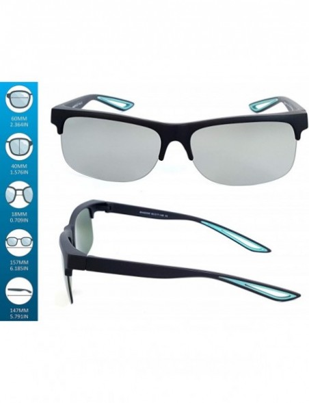 Sport Fit Over Polarized Sunglasses Driving Clip on Sunglasses to Wear Over Prescription Glasses - Black-blue-silver - C818SM...