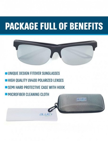 Sport Fit Over Polarized Sunglasses Driving Clip on Sunglasses to Wear Over Prescription Glasses - Black-blue-silver - C818SM...