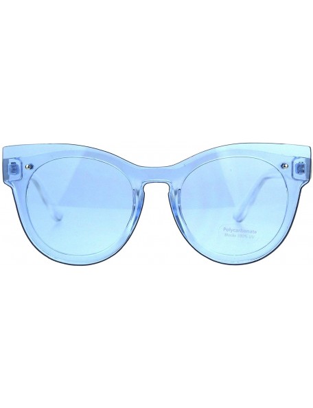 Oversized Translucent Pop Colors Womens Sunglasses Rims Behind Lens UV 400 - Blue - CC180Q60TML $10.98