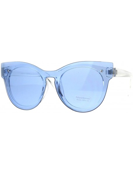 Oversized Translucent Pop Colors Womens Sunglasses Rims Behind Lens UV 400 - Blue - CC180Q60TML $10.98