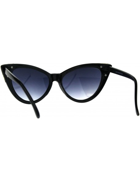 Oval Womens Goth Metal Horn Cat Eye Mod Diva Sunglasses - Black Smoke - CW189LUY30Z $13.22
