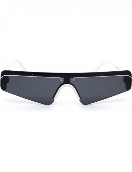 Shield Shield Robotic Exposed Mirror Lens Plastic Sunglasses - White Black - CL18WX725EQ $12.21