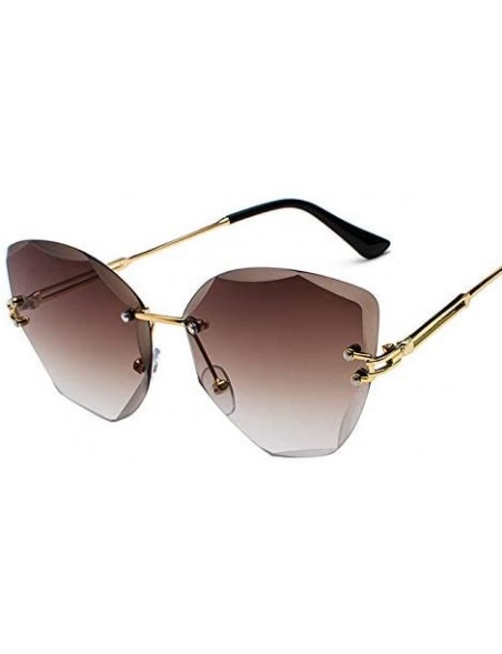 Square Lady Sun Glasses Rimless Women Sunglasses Vintage Alloy Frame Classic Designer Shades - 1-gold-bluepink - CO18Y48Y7K2 ...
