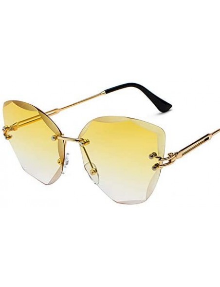 Square Lady Sun Glasses Rimless Women Sunglasses Vintage Alloy Frame Classic Designer Shades - 1-gold-bluepink - CO18Y48Y7K2 ...