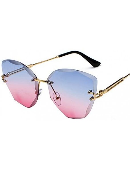 Square Lady Sun Glasses Rimless Women Sunglasses Vintage Alloy Frame Classic Designer Shades - 1-gold-bluepink - CO18Y48Y7K2 ...