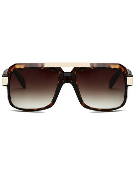 Oversized Bold Oversized Sunglasses For Women Fashion Designer Rectangle Frame Shades - Leopard - CG18M4DUCS8 $13.33