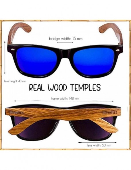 Semi-rimless Zebra Wood Sunglasses with Mirror Polarized Lens for Men and Women - Blue - CL12HJQP5JZ $27.19