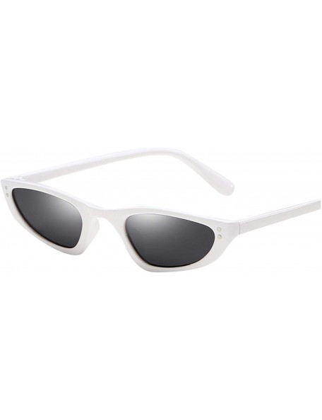 Goggle Retro Vintage Narrow Cat Eye Sunglasses for Women Clout Goggles Plastic Frame Narrow Skinny Shades - White - CW18U8ZXU...