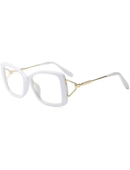 Square Glasses Butterfly Classic Square Metal Optical Eyewear Clear Lens Women Glasses Vintage - White - CZ18INK3NX3 $17.40
