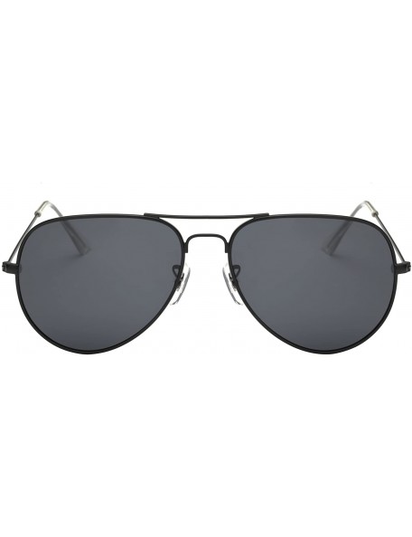 Aviator Women's Uv Protection Mirrored Lenses Metal Frame Polarized Sunglasses - Black Frame Grey Lenes - CX12NV46MMV $15.87