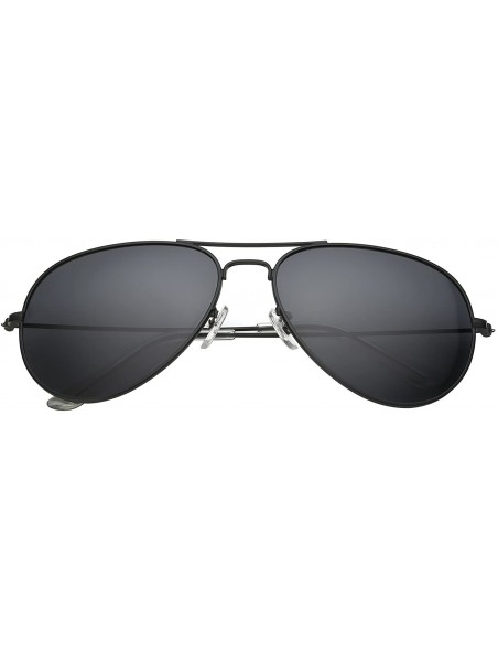 Aviator Women's Uv Protection Mirrored Lenses Metal Frame Polarized Sunglasses - Black Frame Grey Lenes - CX12NV46MMV $15.87