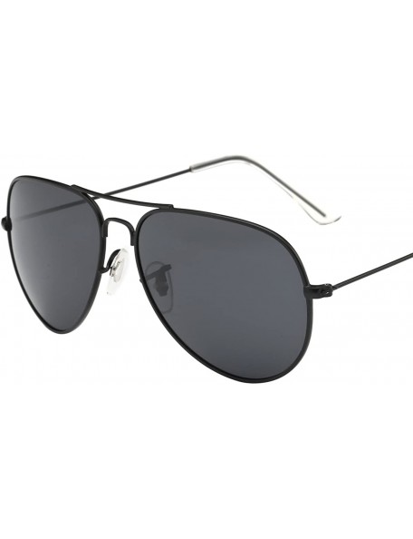 Aviator Women's Uv Protection Mirrored Lenses Metal Frame Polarized Sunglasses - Black Frame Grey Lenes - CX12NV46MMV $15.87