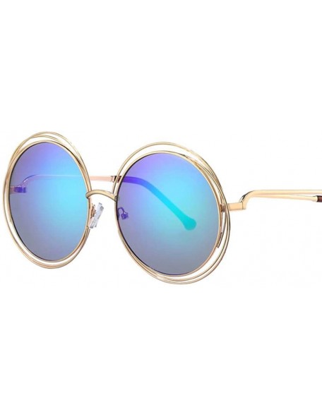 Aviator Oversized Round Sunglasses Women Brand Designer Vintage Retro Female Gold Brown - Gold Pink - CW18Y3NNWTS $8.79