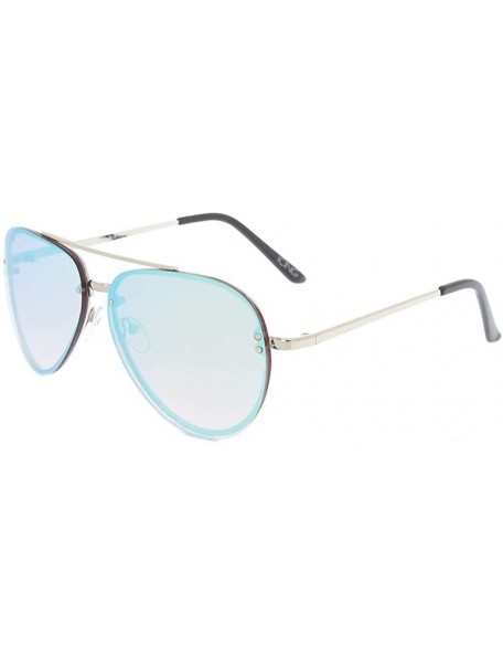 Rimless Women's Metallic Rimless Aviator Sunglasses - Blue - C318Z3GIX9E $16.81