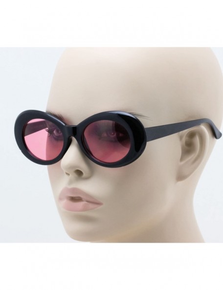 Oversized Vintage NIRVANA Kurt Cobain Round Sunglasses For Women Men Eyewear (Black-Pink- 65) - CJ1844XE8QO $9.40