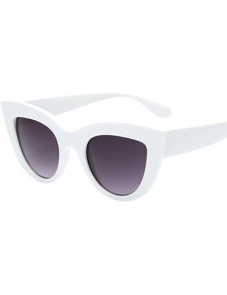 Cat Eye Retro Sunglasses-Vintage Round Cat Eye Sunglasses Women Eyeglasses Coating Mirror - B - CM18D80ML26 $6.39
