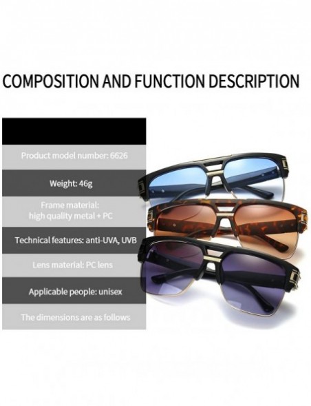 Square Square Sunglasses for Men Classic Oversize Sun Glasses Retro Brand Designer Semi Rimless Gold Alloy Frame UV400 - CX18...