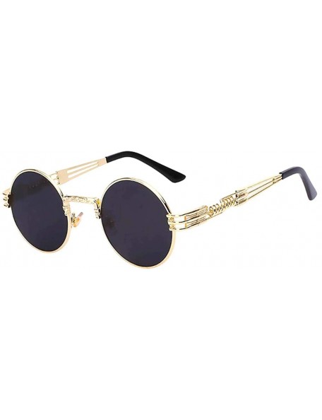 Round Steampunk Gothic - 002 Retro Vintage Hippie Colored Metal Round Circle Frame Sunglasses Colored Lens - CC18OA6C7UH $12.52