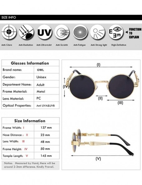Round Steampunk Gothic - 002 Retro Vintage Hippie Colored Metal Round Circle Frame Sunglasses Colored Lens - CC18OA6C7UH $12.52