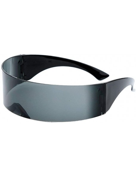 Square Fashion Mirror Futuristic Sunglasses Eyewear - Black - CF18Z24Q2CG $12.48