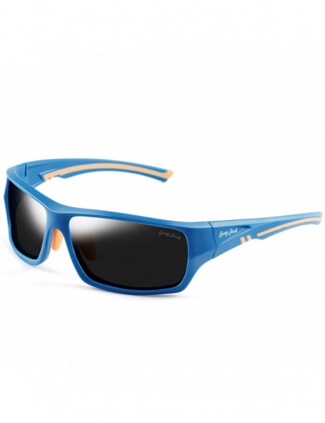 Sport Polarized Sports Sunglasses UV Protection Lens Superlight Durable Tr Frame for Men Women - Blue Frame/Black Lens - C618...
