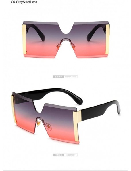 Square Oversized Square Rimless Sunglasses Women er Flat Top Big Sun Glasses Female One Piece Travel Gafa De Sol 6931 - CV18W...