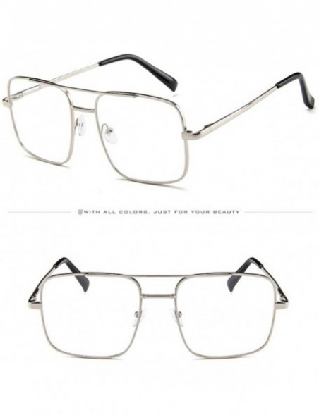 Square Men's Women's Sunglasses - Square Polarized Oversized Aviator Cat Vintage Eyewear - Metal Frame Sunglasses - F - CY18Q...