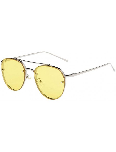 Aviator Women Fashion Circular Sunglasses Metal Frame Sunglasses Brand Classic Colorful Tone Mirr - F - CG18SQZ74EZ $11.25