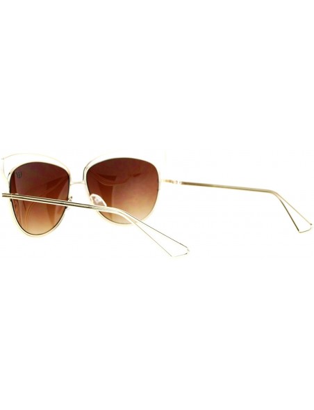 Butterfly Butterfly Cateye Sunglasses Womens Metal Wired Rim Fashion Shades - Gold (Brown Mirror) - C01884AK2XO $13.48