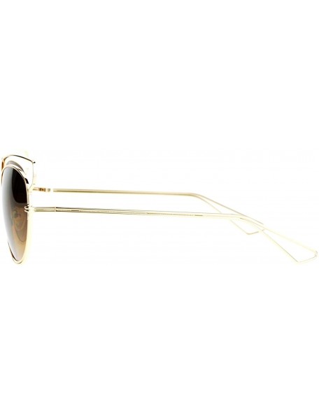 Butterfly Butterfly Cateye Sunglasses Womens Metal Wired Rim Fashion Shades - Gold (Brown Mirror) - C01884AK2XO $13.48