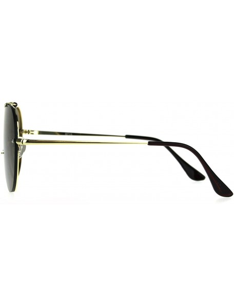 Shield Luxury Shield Flat Top Pilots Rimless Retro Metal Rim Sunglasses - Brown - CC188I99T49 $11.82