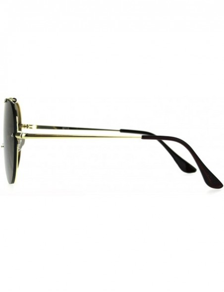 Shield Luxury Shield Flat Top Pilots Rimless Retro Metal Rim Sunglasses - Brown - CC188I99T49 $11.82