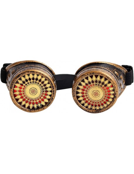 Goggle Steampunk Goggles With Floral Design - Retro Rivet Goggles - D - CI18YL2T43O $16.86