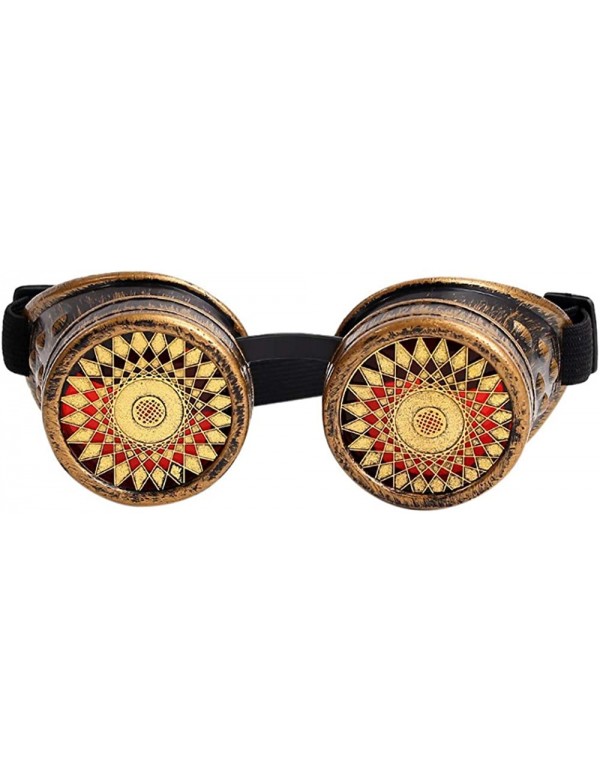 Goggle Steampunk Goggles With Floral Design - Retro Rivet Goggles - D - CI18YL2T43O $10.63