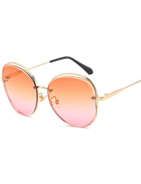 Rimless Fashion Sunglasses Metal Frameless Trimming Ladies Sunglasses Personality Round Frame Sunglasses - C518X7T0D78 $50.67