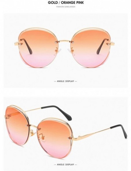 Rimless Fashion Sunglasses Metal Frameless Trimming Ladies Sunglasses Personality Round Frame Sunglasses - C518X7T0D78 $50.67