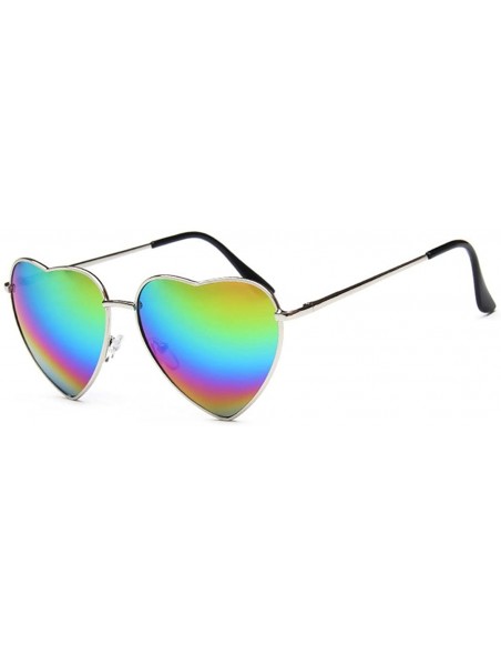 Sport Vintage Heart Shape Sunglasses UV400 Color Coated Metal Frame Eyewear - Rainbow - C418DAAGH8T $11.37