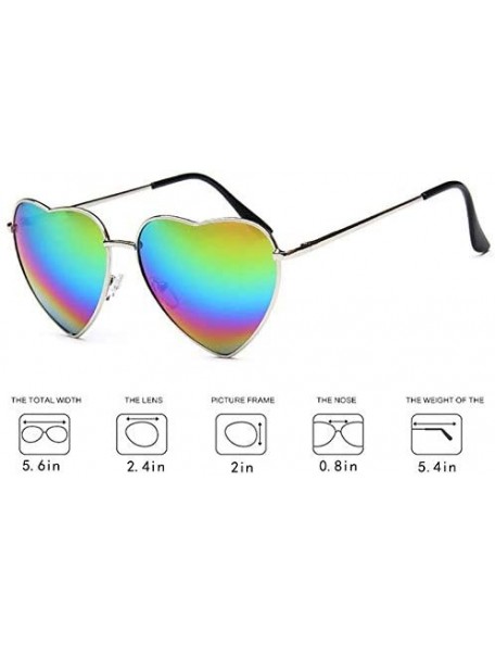 Sport Vintage Heart Shape Sunglasses UV400 Color Coated Metal Frame Eyewear - Rainbow - C418DAAGH8T $11.37