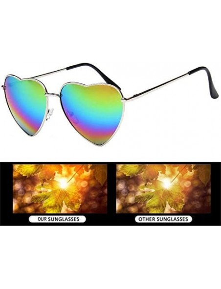 Sport Vintage Heart Shape Sunglasses UV400 Color Coated Metal Frame Eyewear - Rainbow - C418DAAGH8T $11.37