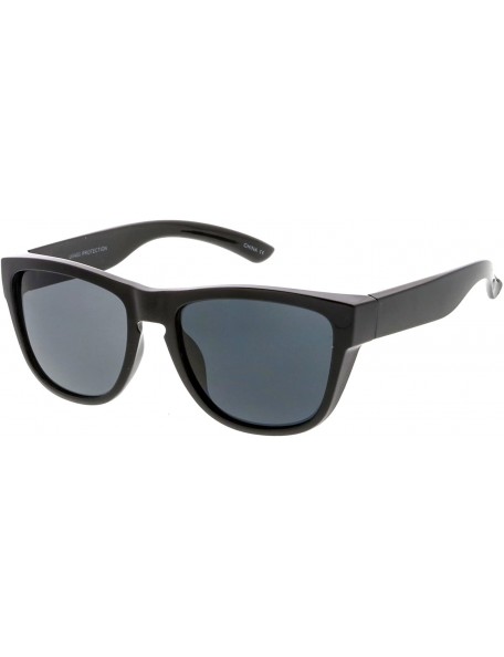 Wayfarer Classic Thick Arms Keyhole Bridge Square Lens Horn Rimmed Sunglasses 54mm - Shiny Black / Smoke - CR1822ZTY4Q $9.52