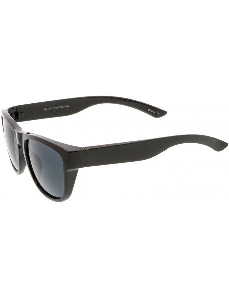 Wayfarer Classic Thick Arms Keyhole Bridge Square Lens Horn Rimmed Sunglasses 54mm - Shiny Black / Smoke - CR1822ZTY4Q $9.52