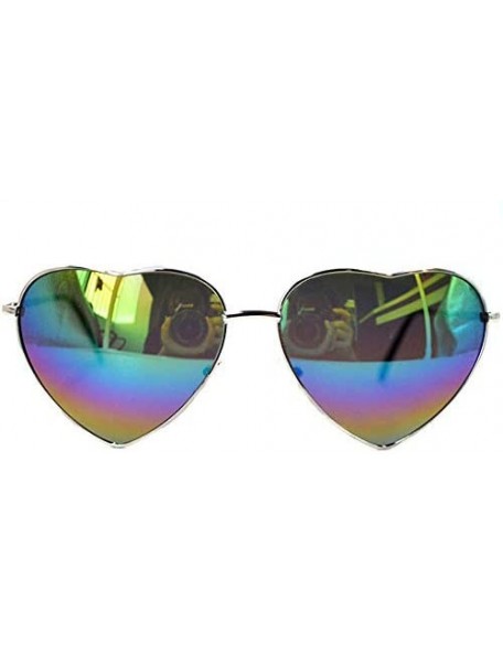 Sport Vintage Heart Shape Sunglasses UV400 Color Coated Metal Frame Eyewear - Rainbow - C418DAAGH8T $11.37